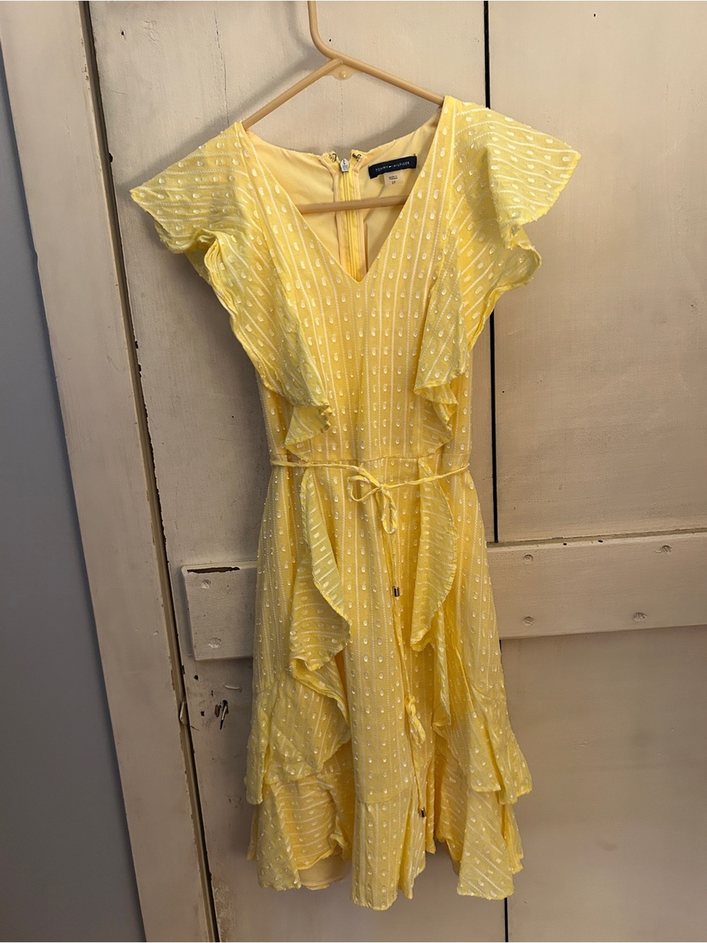 Tommy Hilfiger Yellow Ruffle Midi Dress